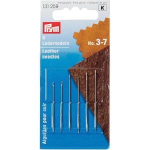 Prym Leather Hand Needles, No. 3-7, 6 pc
