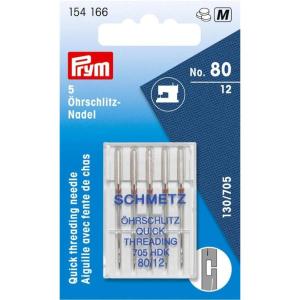 Prym Quick Thread Sewing Machine Needles, Size 12 (No. 80), 5 pc
