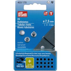 Prym Rivets Tubular 7.5 mm /3-4 mm Refill Silver 25pc