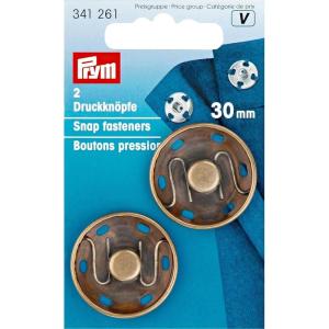 Prym Snap Fasteners, 30mm, Antique Brass(Brown)
