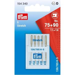 Prym Stretch Sewing Machine Needles, Sizes 11 &14, No. 75 + 90, 5 PC