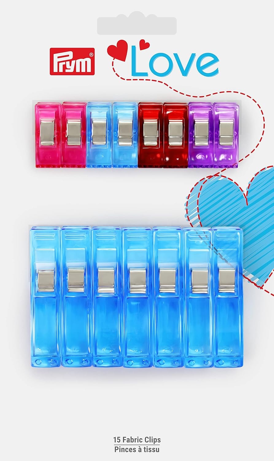 imagePrym Love 15 pc Mixed Fabric Clips Multicolor 15 Pack 60104