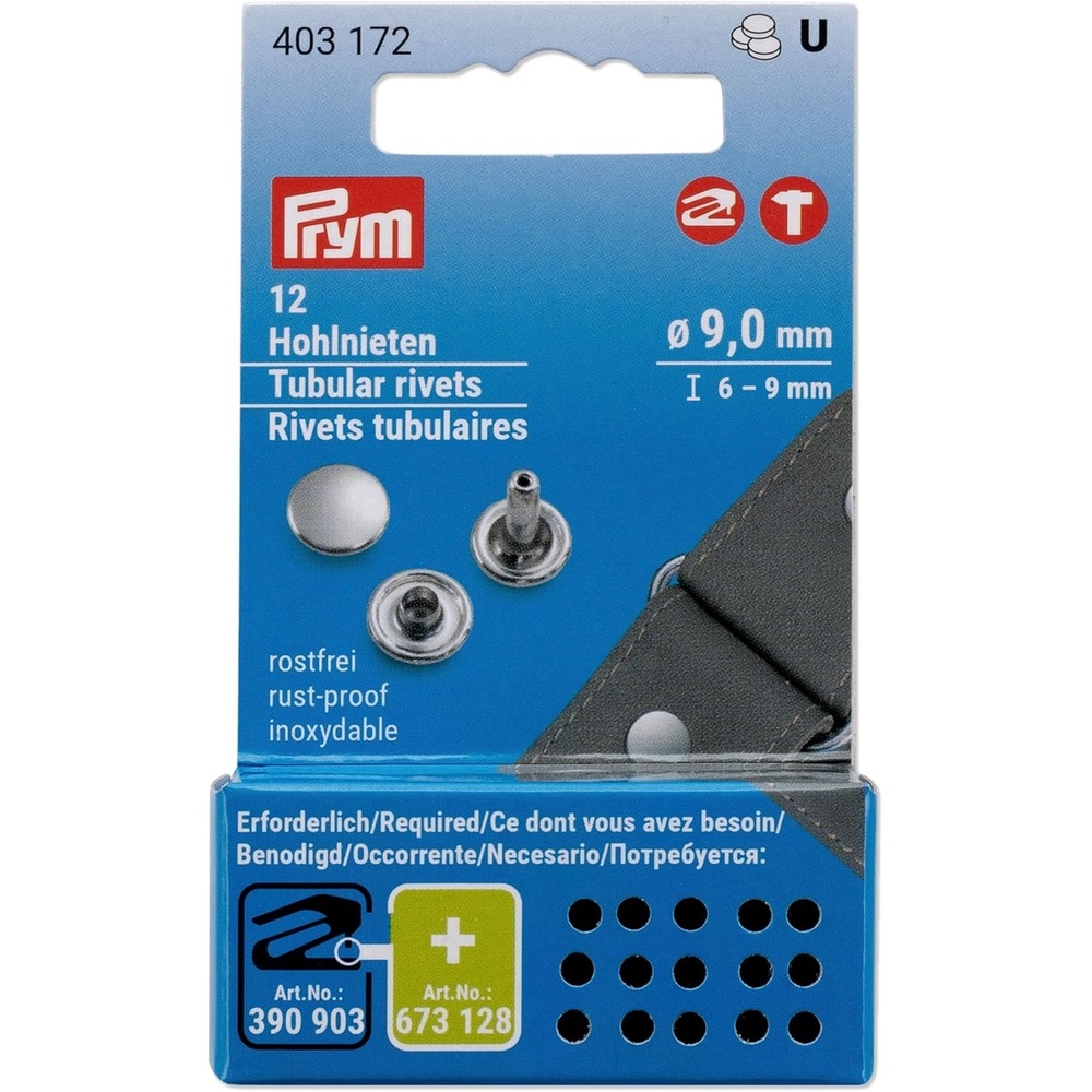 imagePrym 9 mm 12 pcs Tubular Rivets Silver Count