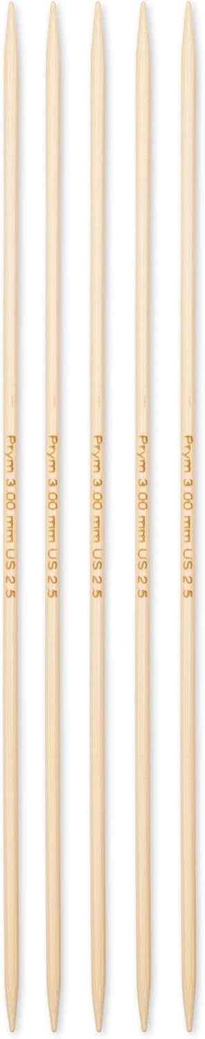 imagePrym 8 Double Point Knitting Needles Bamboo US 0 2mmUS 25 3 mm