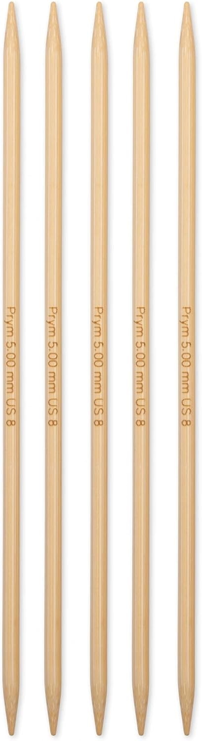 imagePrym 8 Double Point Knitting Needles Bamboo US 0 2mmUS 8 5 mm