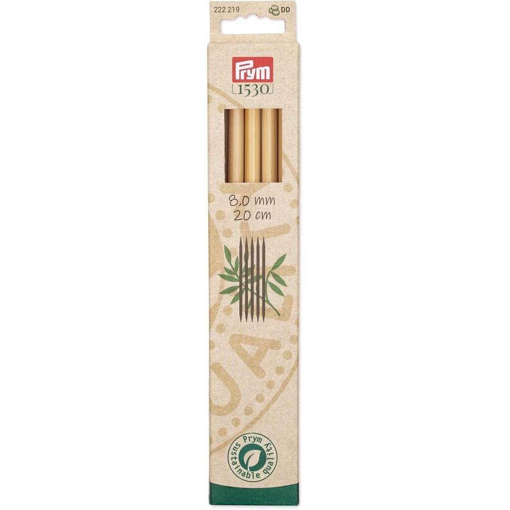 imagePrym 8 Double Point Knitting Needles Bamboo US 0 2mmUS 11 8 mm