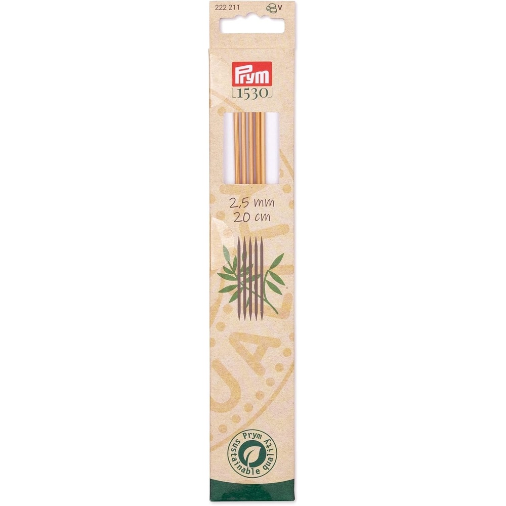 imagePrym 8 Double Point Knitting Needles Bamboo US 0 2mmUS 15 25 mm