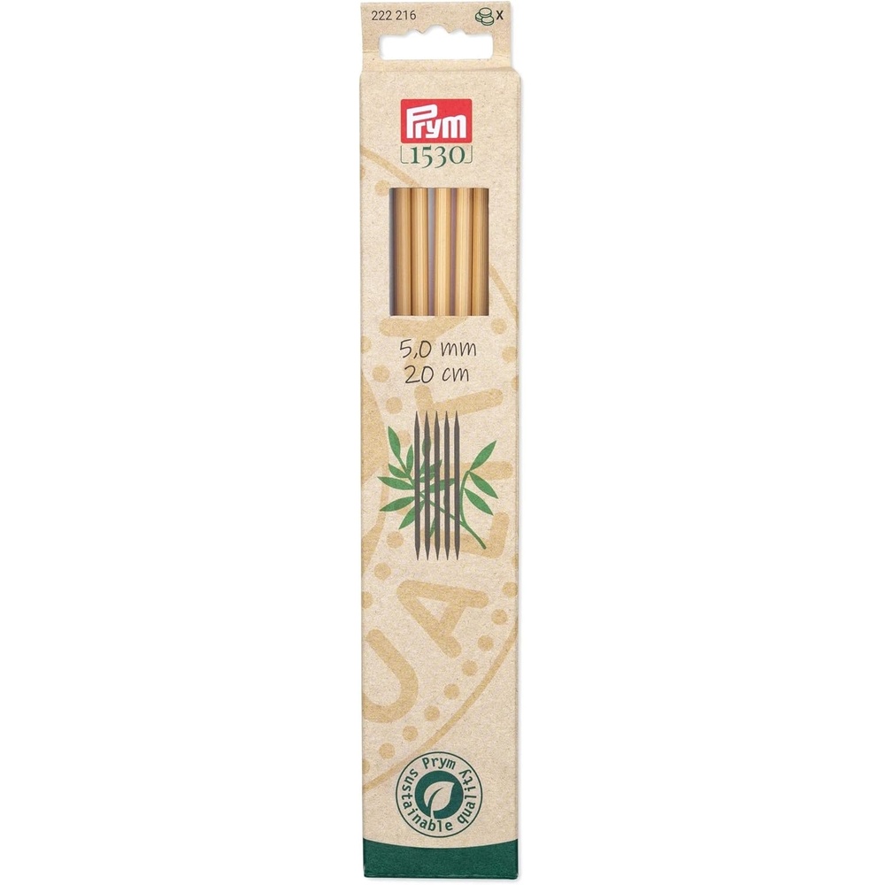 imagePrym 8 Double Point Knitting Needles Bamboo US 0 2mmUS 8 5 mm