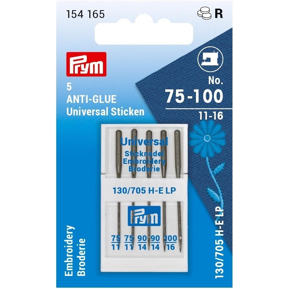 image:imagePrym Embroidery Sewing 1116 No 75100 5 pc Machine Needles One Size Silver 5 Count
