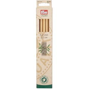 Prym 8″ Double Point Knitting Needles, Bamboo, US 0 (2mm)(US 11 (8 mm))