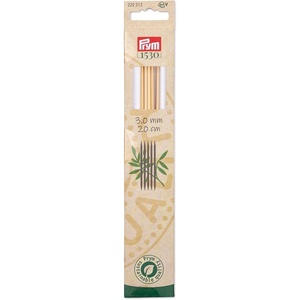Prym 8″ Double Point Knitting Needles, Bamboo, US 0 (2mm)(US 2.5 (3 mm))