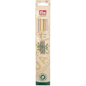 Prym 8″ Double Point Knitting Needles, Bamboo, US 0 (2mm)(US 6 (4 mm))