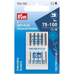 Prym Embroidery Sewing 11-16 (No. 75-100), 5 pc Machine Needles, One Size, Silver 5 Count