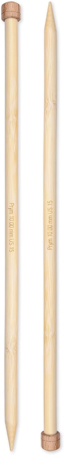 image:imagePrym 13 Single Point Knitting Needles Bamboo US 2 275mmUS 15 10 mm